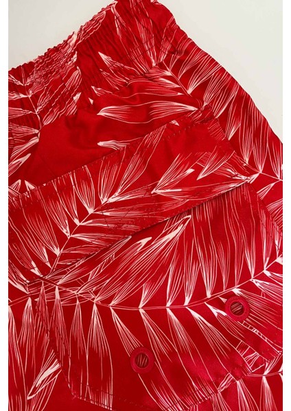 845 Erkek Kırmızı Desenli Deniz Şortu fırsatları