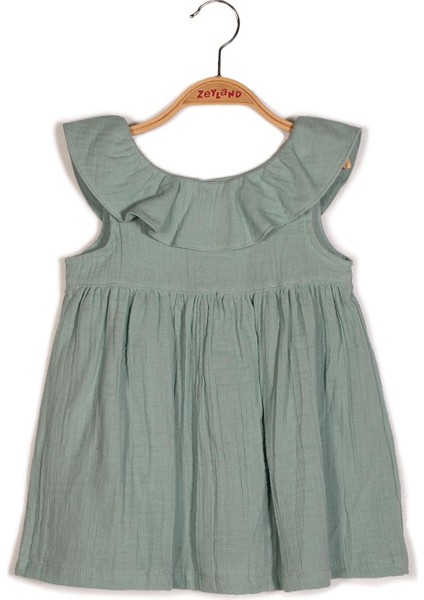 Kız Bebek Yakası Volanlı Müslin Elbise indirimleri