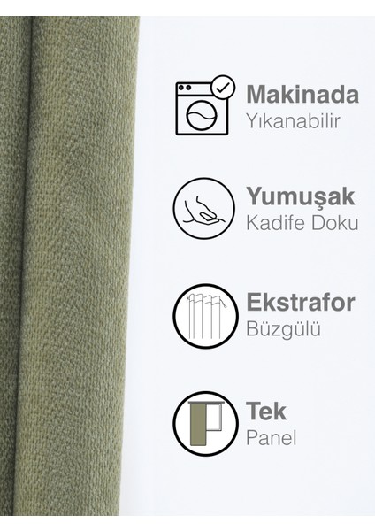 Kadife Dokulu Enginar Rengi Ada Fon Perde Ekstrafor Büzgülü fırsatları