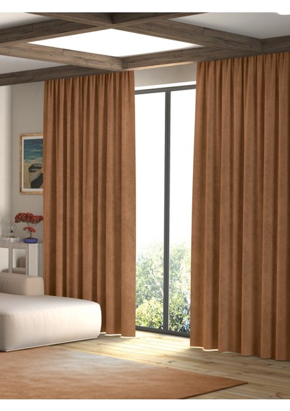 Kadife Dokulu Antik Pirinç Ada Fon Perde Ekstrafor Büzgülü fiyatları