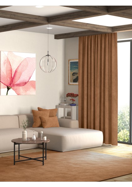 Kadife Dokulu Antik Pirinç Ada Fon Perde Ekstrafor Büzgülü modelleri