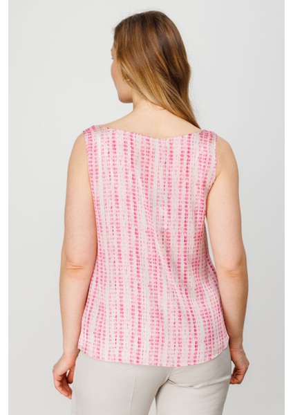 Kadın V Yaka Desenli Saten Bluz 5506 Pembe fırsatları