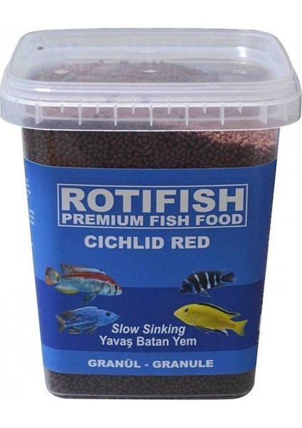 Cichlid Red Small 1 mm Slow Sinking Kovadan Bölme 100 gr