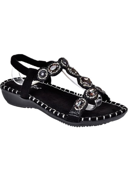 Taşlı Comfort Kadın Sandalet GJ-1501 Siyah