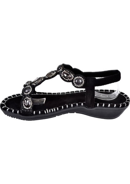 Taşlı Comfort Kadın Sandalet GJ-1501 Siyah modelleri