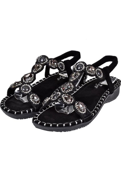 Taşlı Comfort Kadın Sandalet GJ-1501 Siyah fırsatları