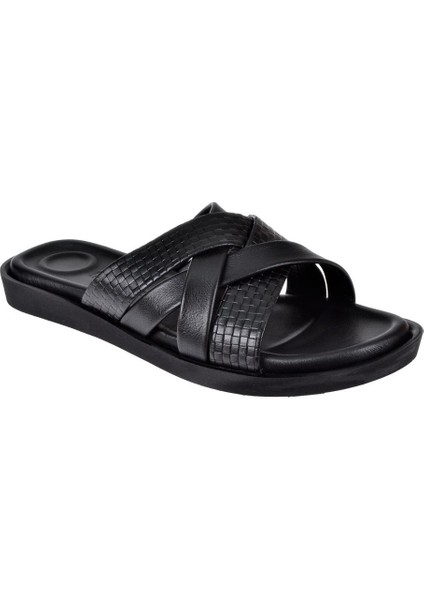 Hakiki Deri Comfort Erkek Terlik CEV-559 SİYAH