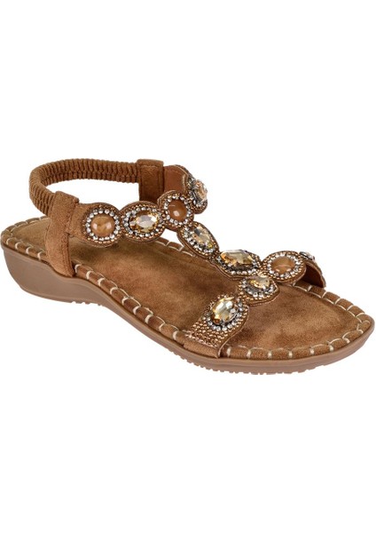 Taşlı Comfort Kadın Sandalet GJ-1501 Camel