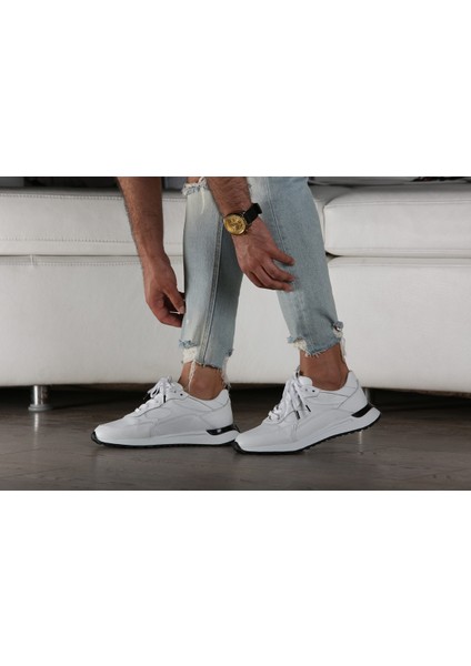 Henry Model Gerçek Deri Erkek Casual Beyaz Ayakkabı - Erkek Günlük Beyaz Deri Ayakkabı
