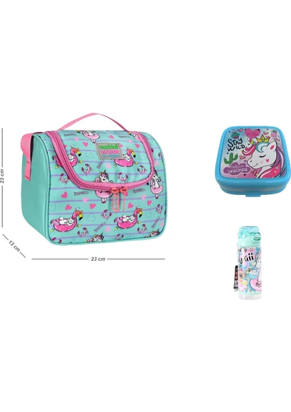 Unicorn Desenli Termal Beslenme Çantası 3 Lü Set