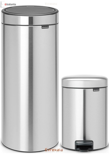 Evrekala Shop Çöp Kutusu Seti Dokunmatik 30 Lt Ve Pedallı 3 Litre Home Trash Bin Set