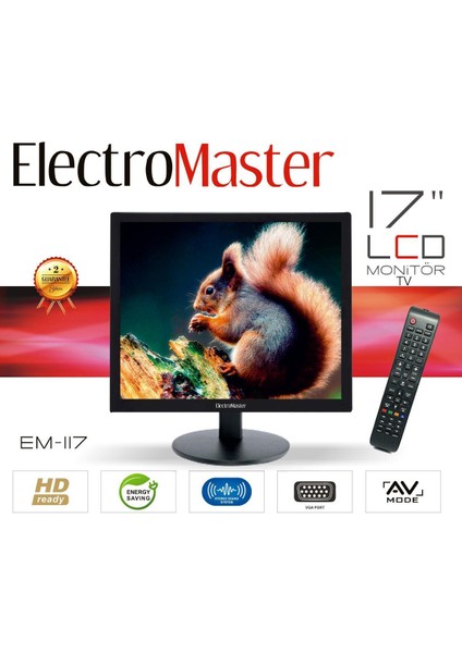 EM-117 17" 43 Ekran HD LED TV (12V Girişli)