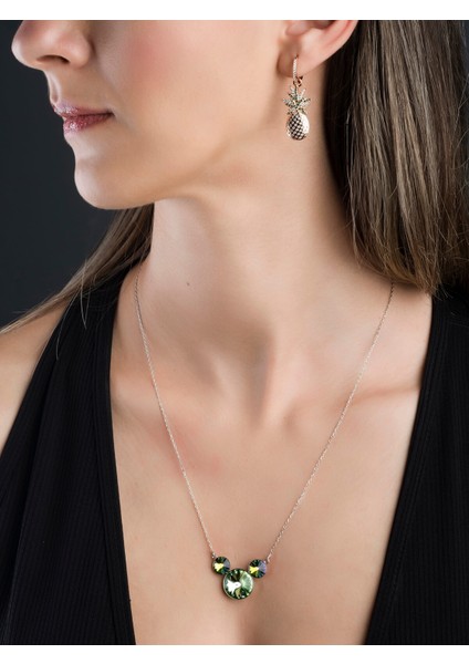 Swarovski Taşlı Green Leaf Kolye