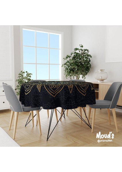 Sultans Desenli Yuvarlak Süet Dertsiz Masa Örtüsü