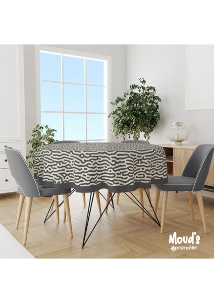 Alley 2 Desenli Yuvarlak Süet Dertsiz Masa Örtüsü