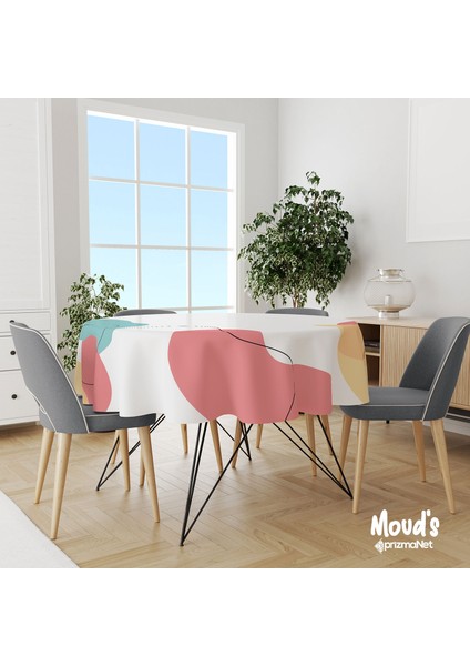 Quiet Desenli Yuvarlak Süet Dertsiz Masa Örtüsü