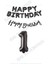 Happy Bırthday Siyah Renk Folyo Balon Kaligrafi Banner ve Rakam Seti Yaş 1 1