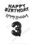 Happy Bırthday Siyah Renk Folyo Balon Kaligrafi Banner ve Rakam Seti Yaş 3 1