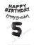 Happy Bırthday Siyah Renk Folyo Balon Kaligrafi Banner ve Rakam Seti Yaş 5 1