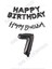 Happy Bırthday Siyah Renk Folyo Balon Kaligrafi Banner ve Rakam Seti Yaş 7 1