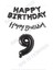 Happy Bırthday Siyah Renk Folyo Balon Kaligrafi Banner ve Rakam Seti Yaş 9 1