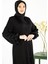 V Yaka Kolları Şerit Taş Detaylı Siyah Tesettür Abaya 3429 2