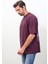 Basic Sırt Baskılı Oversize Mor T-Shirt 3