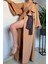 Kadın Bej Keten Kruvaze Kimono 3