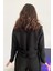 Kadın Bağlamalı Mini Siyah Ceket 4