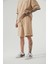 Unisex Oversize Basic Cepli Şort Bej 1