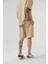 Unisex Oversize Basic Cepli Şort Bej 3
