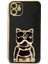 Apple iPhone 12 Case Kılıf Kamera Korumalı Köpek Desenli Standlı Silikon Siyah 1