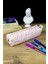 Kalem Kutusu Pastel Renk Pembe-Pembe Zebra Kare Tasarım Vegan Deri (Kalemlik ve Makyaj Çantası) 1
