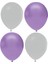 Lila ve Gri Renk Karışık Lateks Pastel BALON100 Adet + Balon Zinciri+Balon Pompası 1