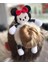 Sevimli 3D Boyutlu Oyuncak Peluş Tüylü Büyük Minnie Mouse Fare Toka Lastikli Kadın Çocuk Beyaz 1