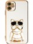 Apple iPhone 11 Case Kılıf Kamera Korumalı Köpek Desenli Standlı Silikon Beyaz 1