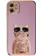 Apple iPhone 12 Kılıf Kamera Korumalı Köpek Desenli Standlı Silikon Mor 1