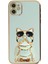 Apple iPhone 11 Case Kılıf Kamera Korumalı Köpek Desenli Standlı Silikon Yeşil 1