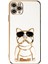 Apple iPhone 13 Pro Max Case Kılıf Kamera Korumalı Köpek Desenli Standlı Silikon Beyaz 1
