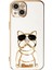 Apple iPhone 14 Case Kılıf Kamera Korumalı Köpek Desenli Standlı Silikon Beyaz 1