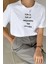 Unisex Beyaz Life Is Baskılı Oversize T-Shirt 1