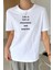 Unisex Beyaz Life Is Baskılı Oversize T-Shirt 3