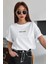 Unisex Beyaz Vintage Baskılı Oversize T-Shirt 1