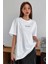 Unisex Beyaz Vintage Baskılı Oversize T-Shirt 2