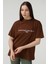 Kadın Kahverengi Everything Has Beauty Baskılı Oversize T-Shirt 1