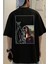 Erkek Siyah Mona Lisa Baskılı Oversize T-Shirt 1