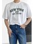 Erkek New York Baskılı Beyaz Oversize T-Shirt 3