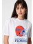 Kadın Florida Baskılı Oversize Beyaz T-Shirt 2