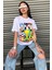 Bugs Bunny Çizgi Film Karakterleri Baskılı Oversize Beyaz T-Shirt 5