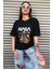 Oversize Nasa Ayıcık Baskılı Unisex Siyah T-Shirt 4